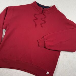 Vintage Russell Athletic Sweatshirt Men XL Red Made USA Mock Neck Blank Pullover